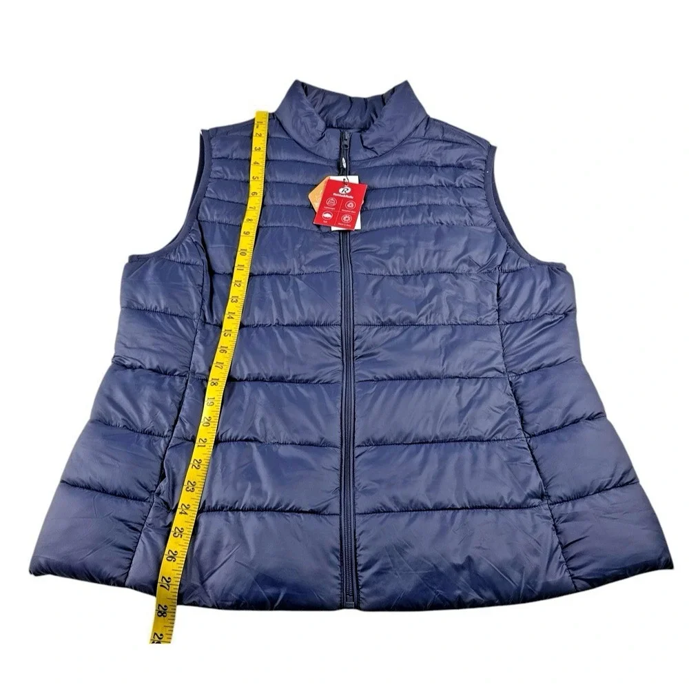 Rokka Rolla Womens Puffer Vest 2XL Navy Blue Lightweight Quilted Padded Full Zip